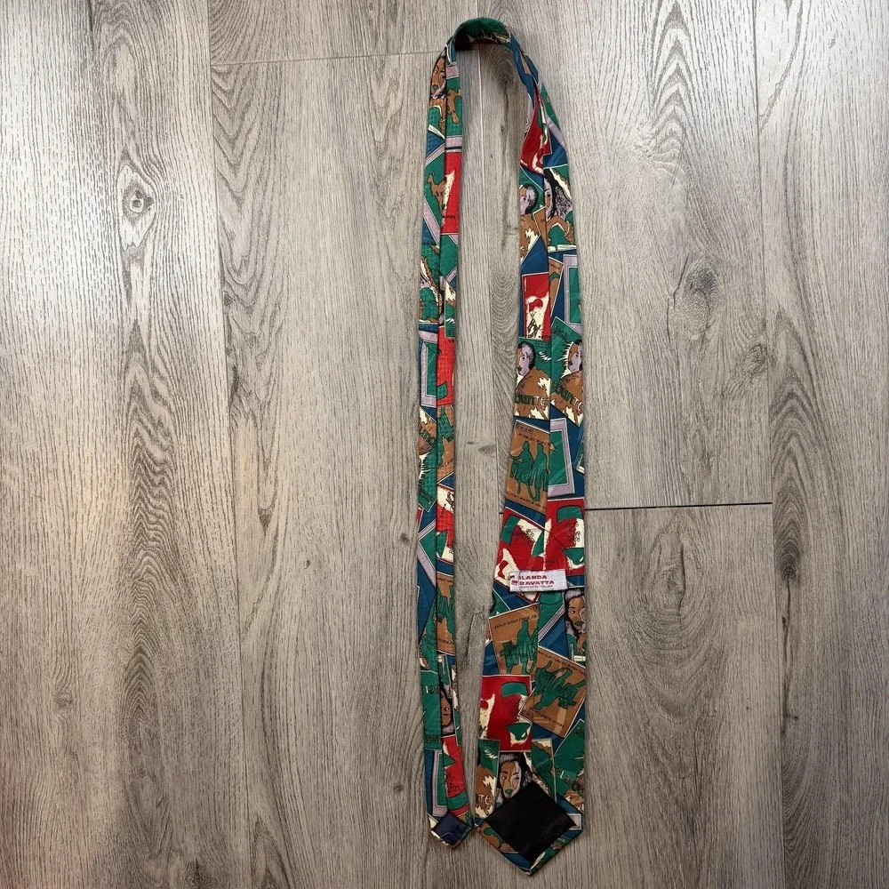 Landa Cravatta Tie Mens One Size Multicolor Dance Music Silk Italy Novelty
